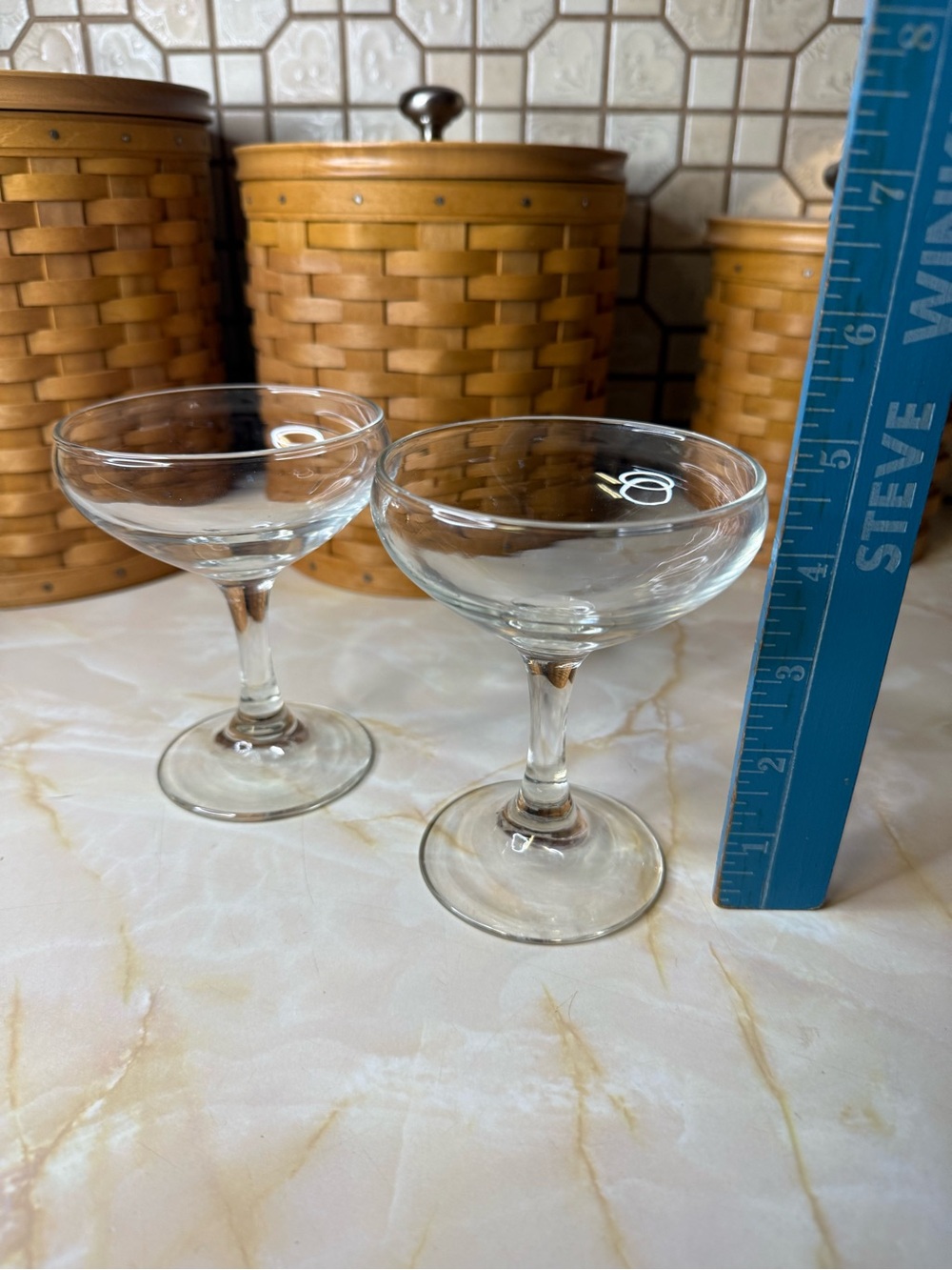 Clear Glass Coupe Cocktail Glasses - Set of 2